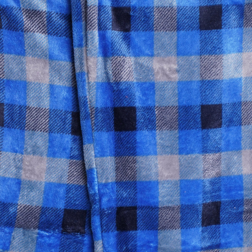 Mens Plush Check Lounge Pants Soft Pyjama Bottoms PJs Drawstring Pockets - QHA UK