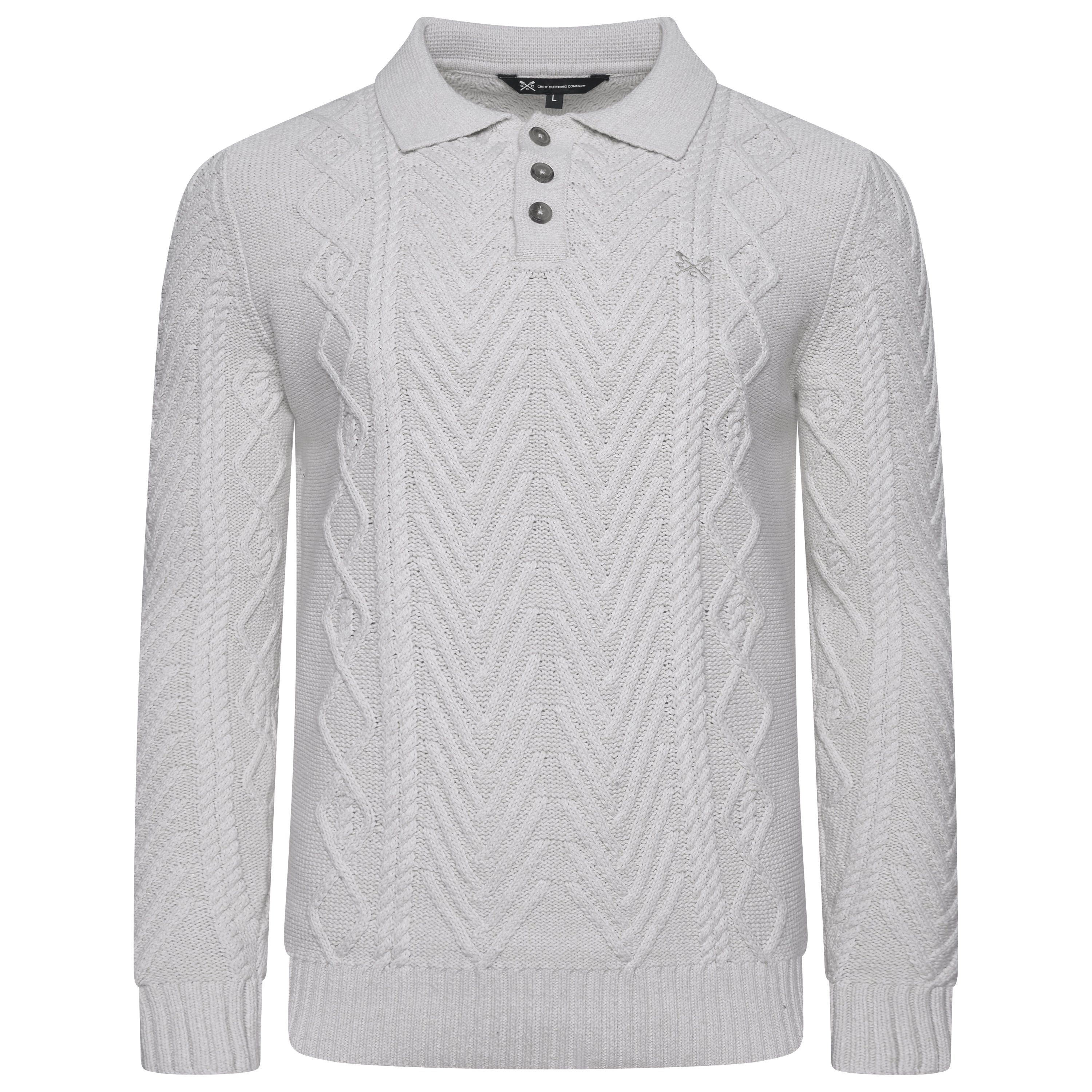 Crew Clothing Company Men's Cable Knit Button Neck Jumper 6 Colours XS–3XL