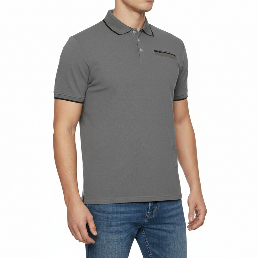 Evryone Mens Cotton Contrast Tipped Polo Shirt Short Sleeve S-2XL 6 Colours - additional view 8