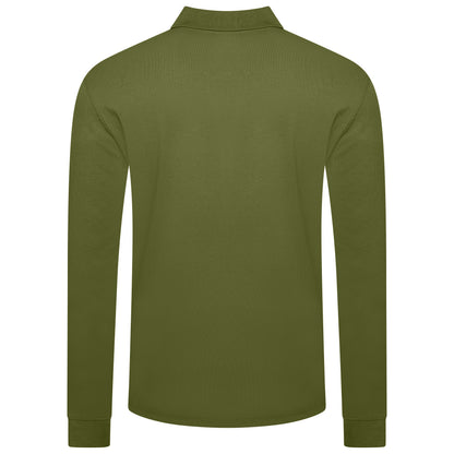 Evryone Mens Long Sleeve Pique Polo Shirt Cotton Regular Fit Casual Work Top - QHA UK