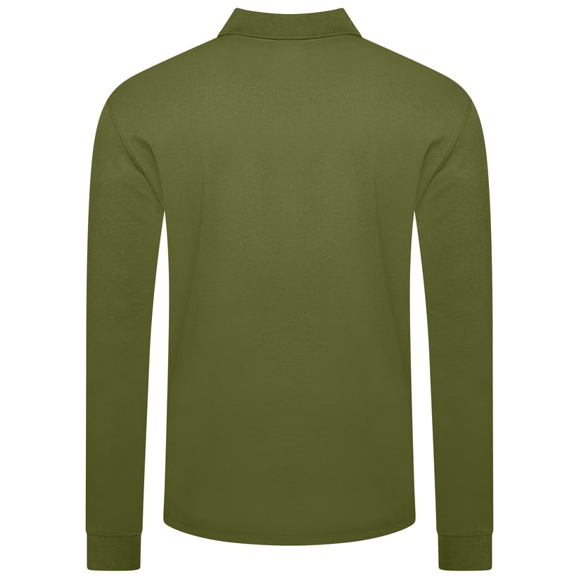 Evryone Mens Long Sleeve Pique Polo Shirt Cotton Regular Fit Casual Work Top - QHA UK
