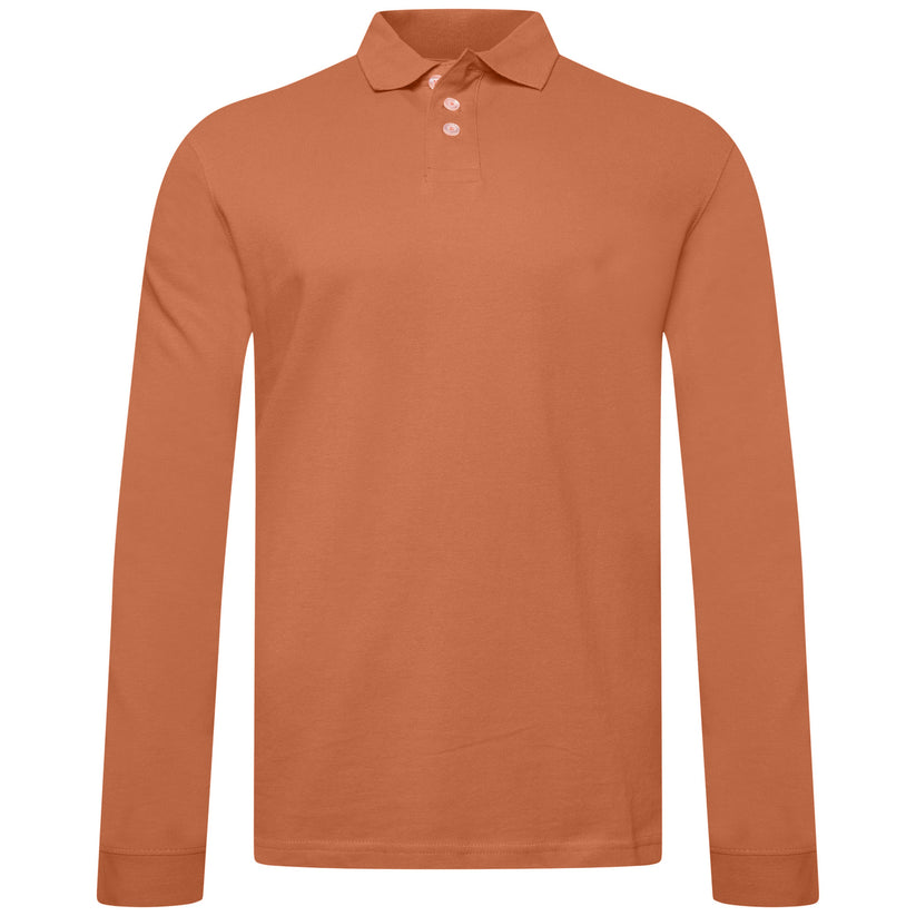 Everett Wales Mens Cotton Pique Long Sleeve Polo Shirt Casual Regular Fit - QHA UK
