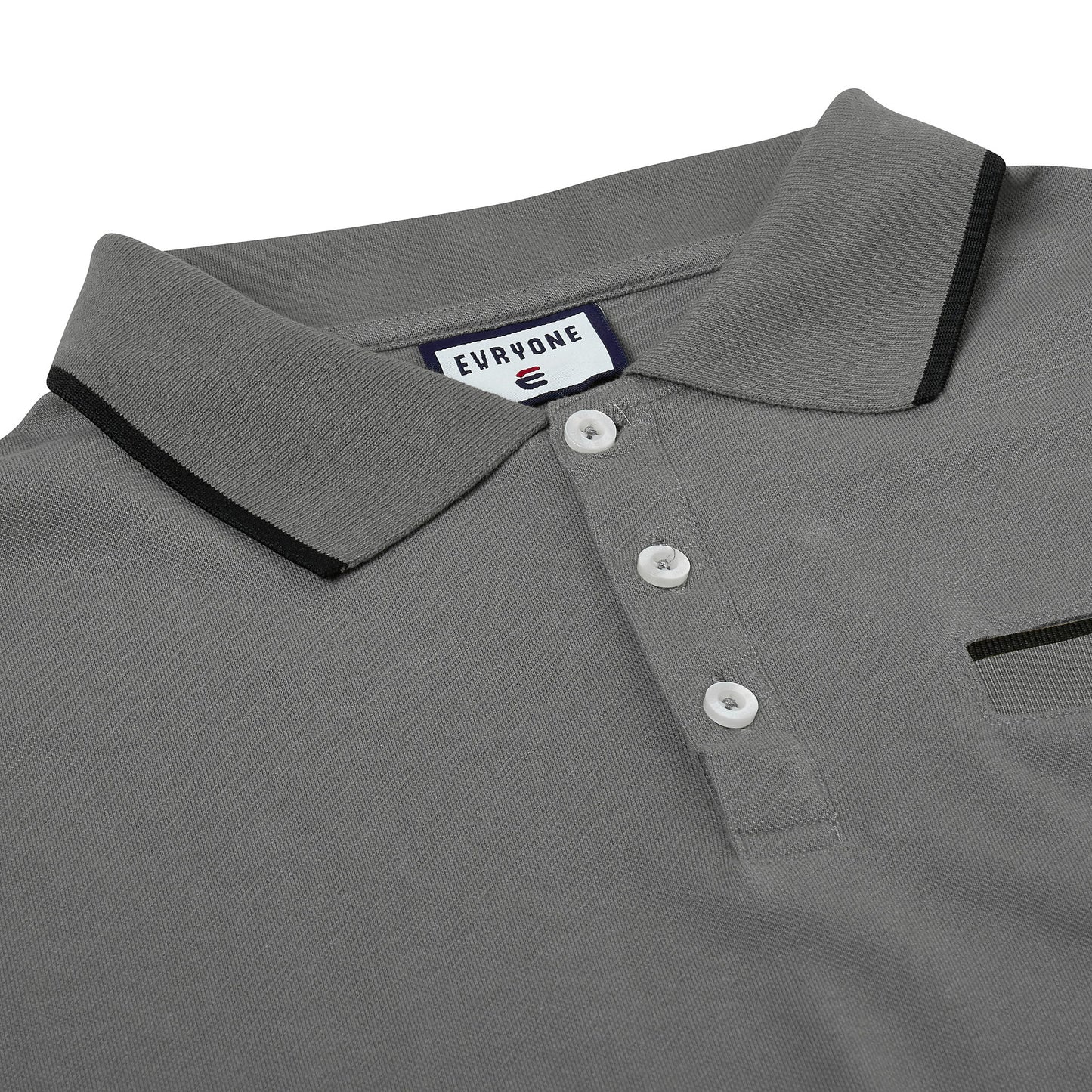 Evryone Mens Cotton Polo Shirt Contrast Tipped Short Sleeve Smart Casual Top - QHA UK