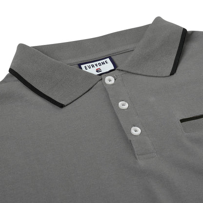 Evryone Mens Cotton Polo Shirt Contrast Tipped Short Sleeve Smart Casual Top - QHA UK