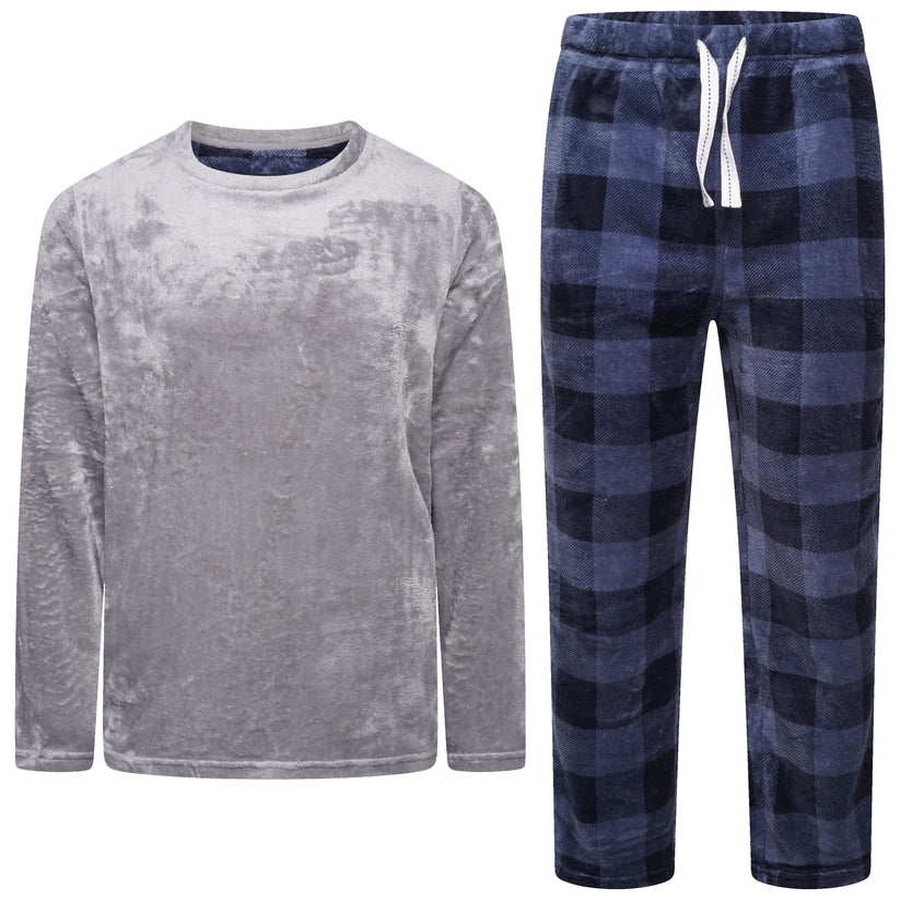 Mens Plush Fleece Lounge Set Pyjama Tracksuit Soft Warm Loungewear - QHA UK