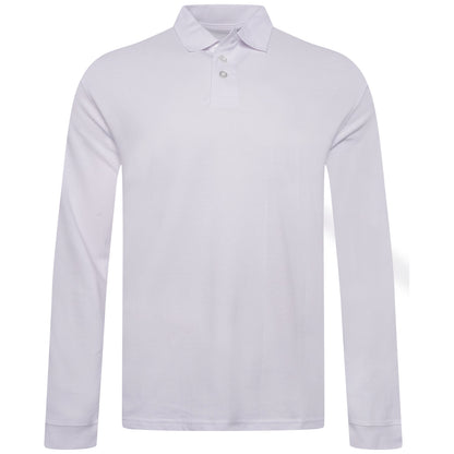 Everett Wales Mens Cotton Pique Long Sleeve Polo Shirt Casual Regular Fit - QHA UK