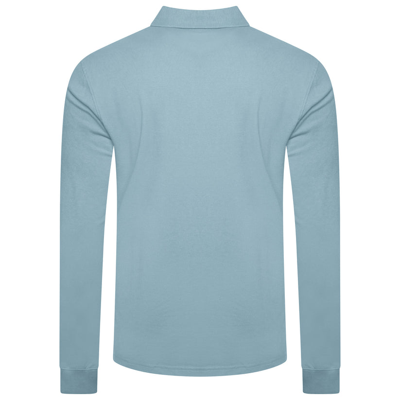 Evryone Mens Long Sleeve Pique Polo Shirt Cotton Regular Fit Casual Work Top - QHA UK