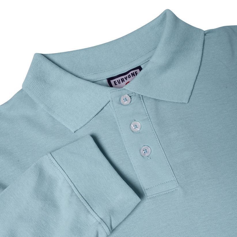 Evryone Mens Long Sleeve Pique Polo Shirt Cotton Regular Fit Casual Work Top - QHA UK