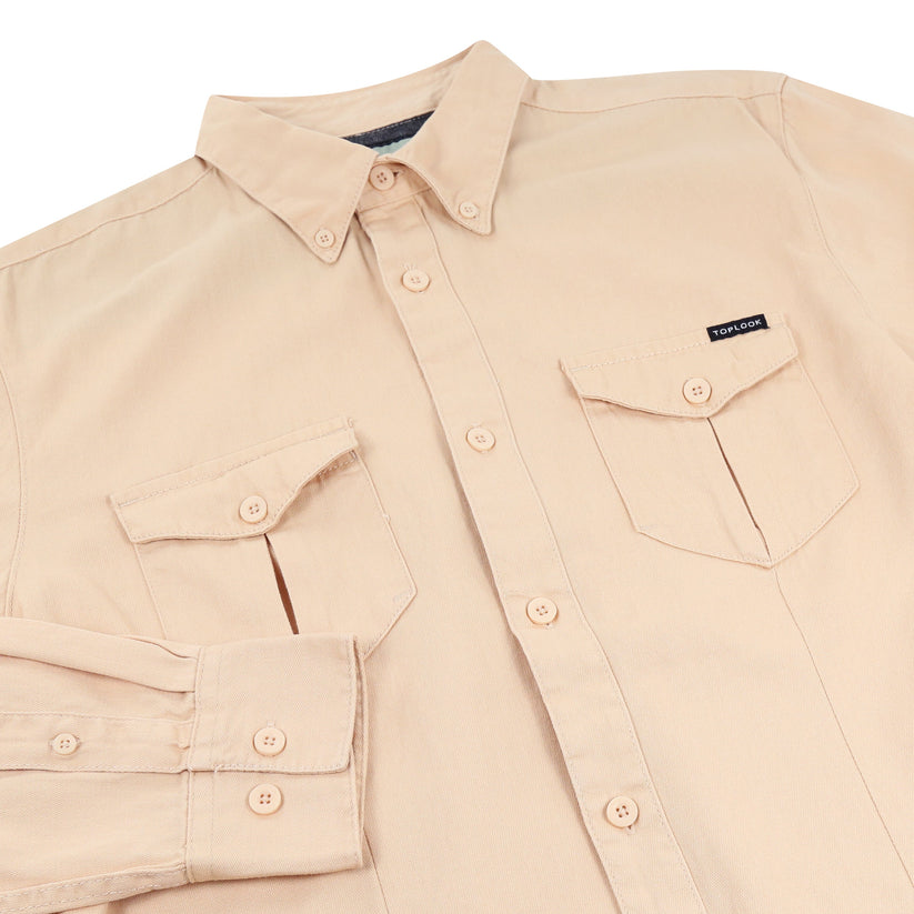 TL London Mens Cotton Button Down Shirt Long Sleeve Smart Casual Work Formal Top - QHA UK
