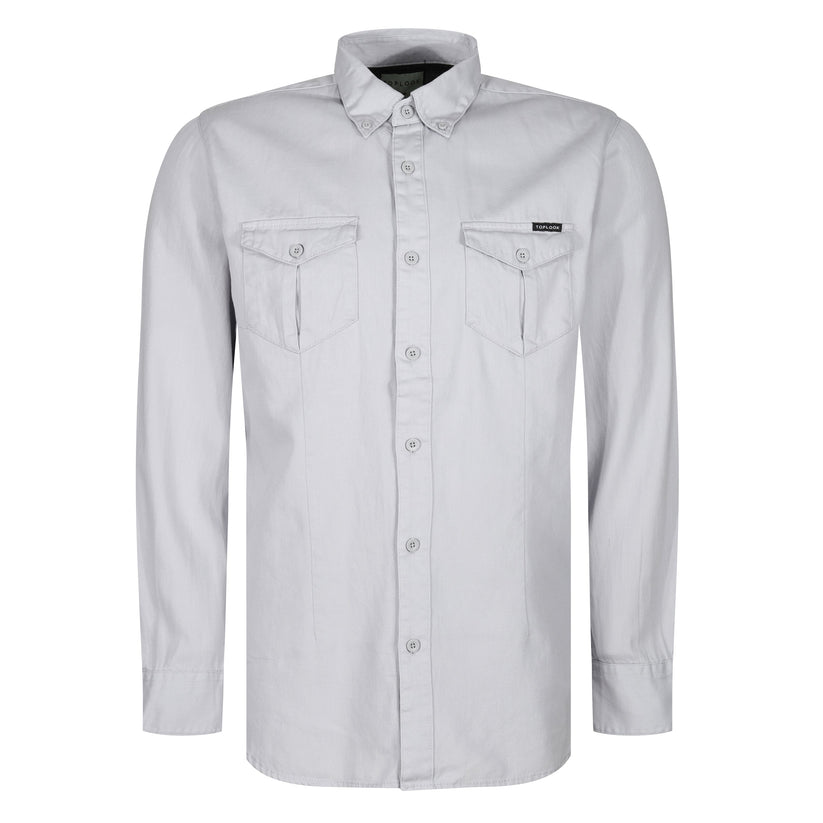 TL London Mens Cotton Button Down Shirt Long Sleeve Smart Casual Work Formal Top - QHA UK