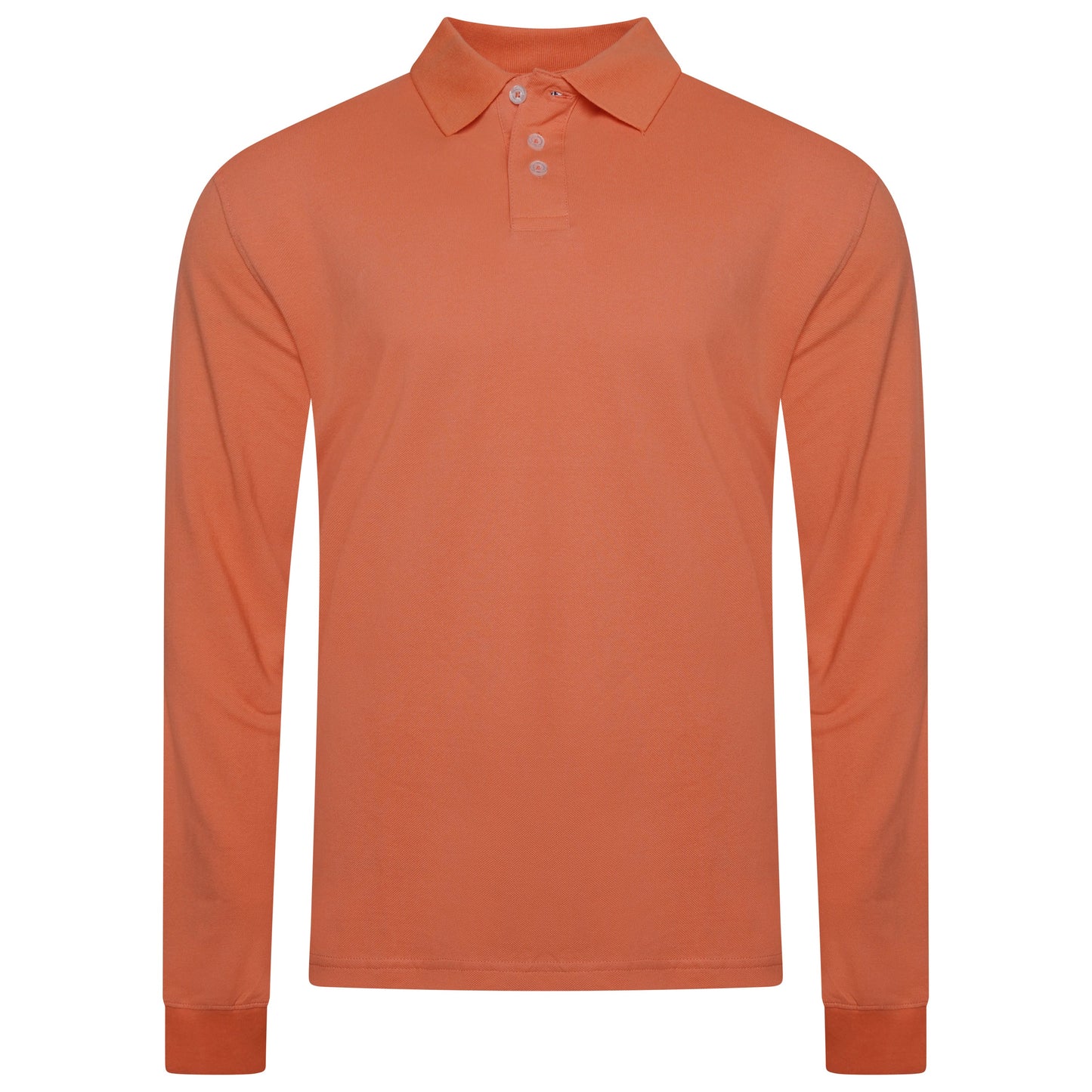 Evryone Mens Long Sleeve Pique Polo Shirt Cotton Regular Fit Casual Work Top - QHA UK