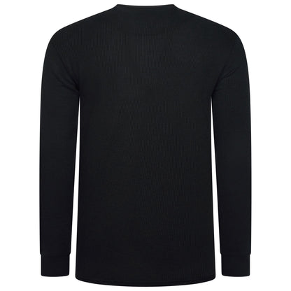 ONE Mens Waffle Knit Long Sleeve T-Shirt Cotton Crew Neck Casual Top - QHA UK