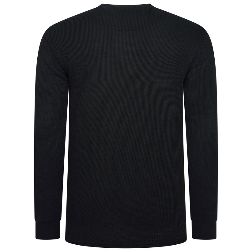 ONE Mens Waffle Knit Long Sleeve T-Shirt Cotton Crew Neck Casual Top - QHA UK