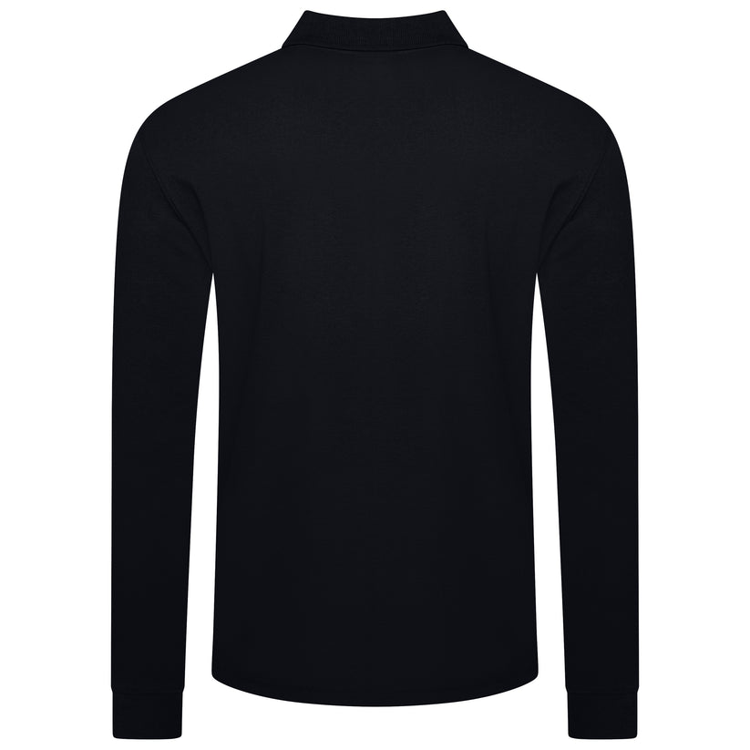 Evryone Mens Long Sleeve Pique Polo Shirt Cotton Regular Fit Casual Work Top - QHA UK
