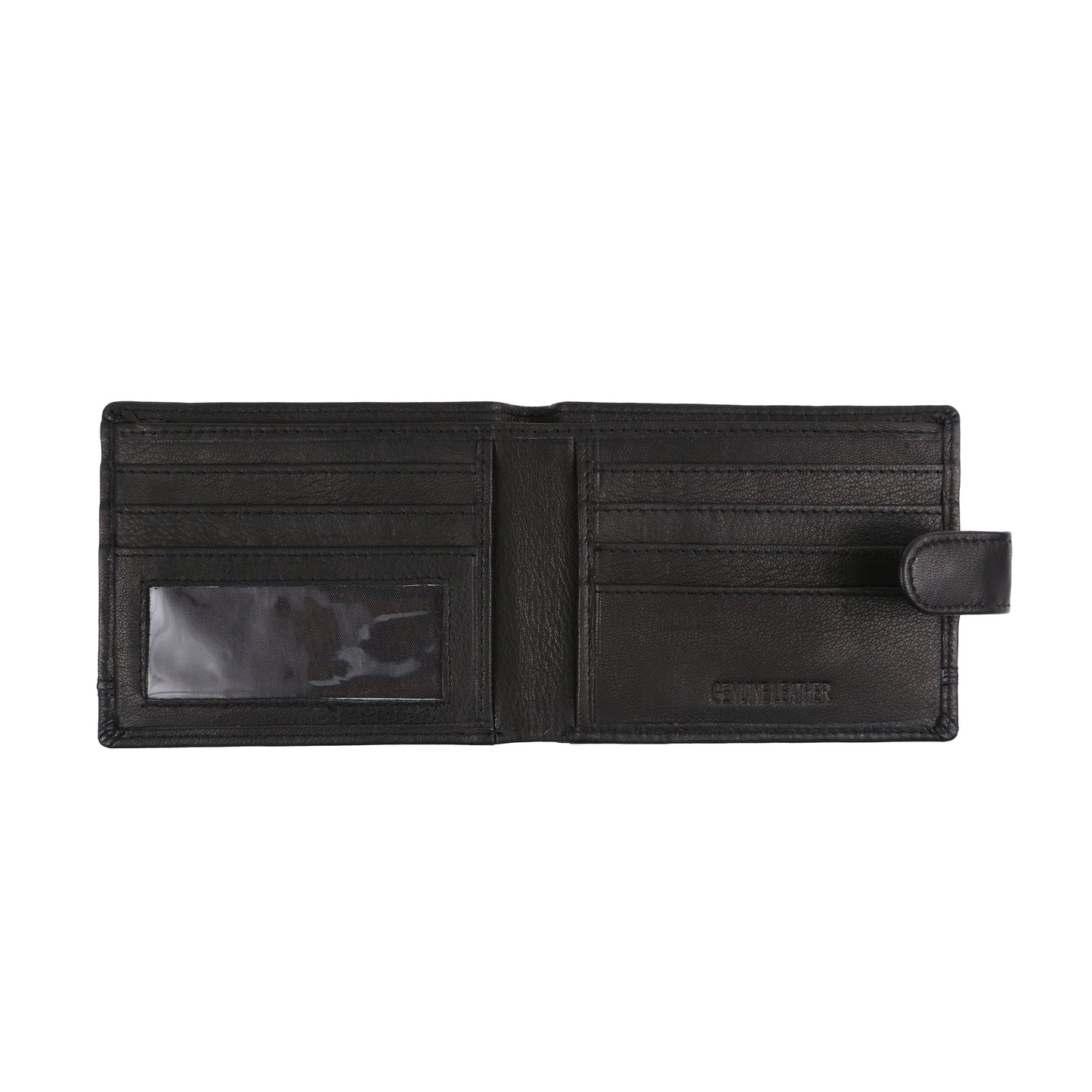 Mens Genuine Leather Wallet RFID Blocking Bifold Coin Pocket Card Holder Black - QHA UK
