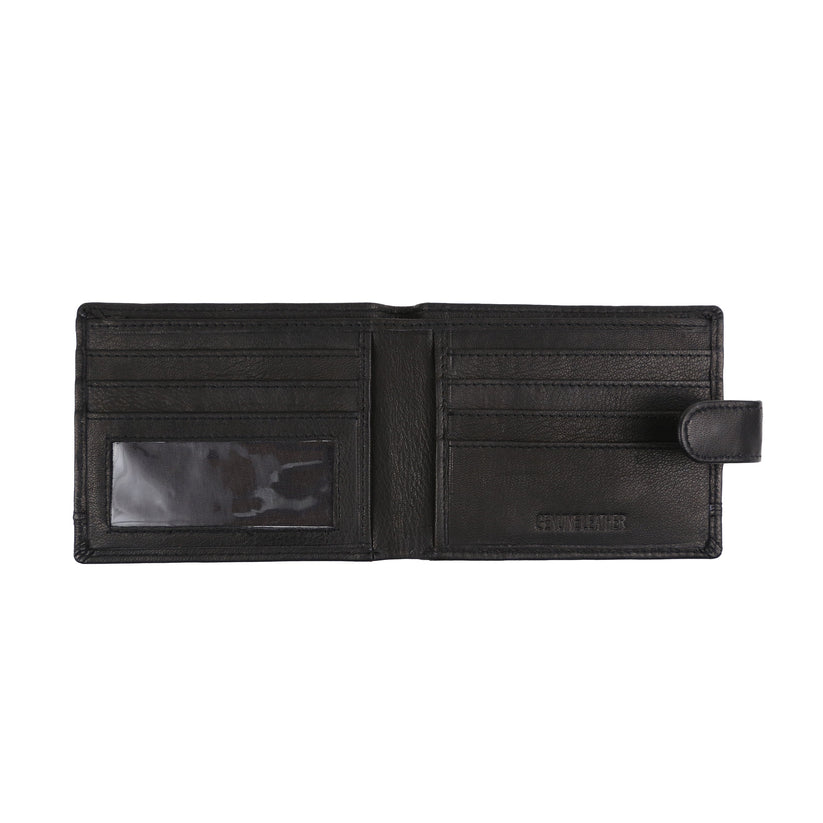 Mens Genuine Leather Wallet RFID Blocking Bifold Coin Pocket Card Holder Black - QHA UK