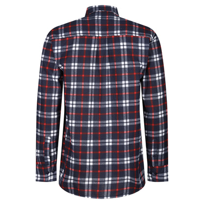 Mens Brushed Cotton Check Shirt Long Sleeve Button Casual Flannel Top - QHA UK