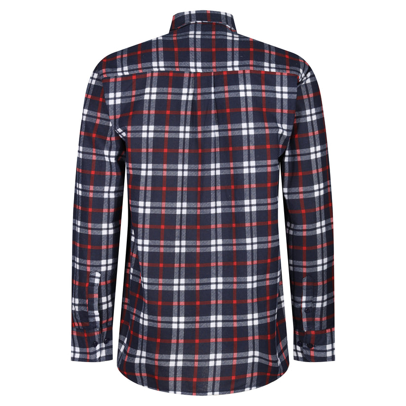 Mens Brushed Cotton Check Shirt Long Sleeve Button Casual Flannel Top - QHA UK