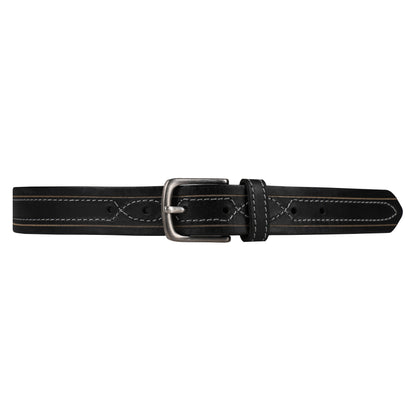 Outback Unisex Full Grain Leather Belt Contrast Stitch Stainless Steel Buckle - QHA UK
