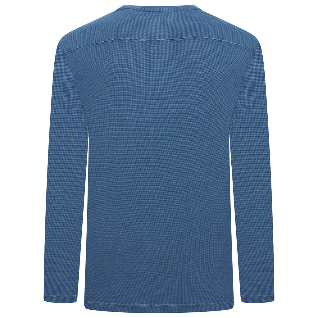 Henley Mens Thermal Waffle T-Shirt Long Sleeve Cotton Top S-4XL - QHA UK