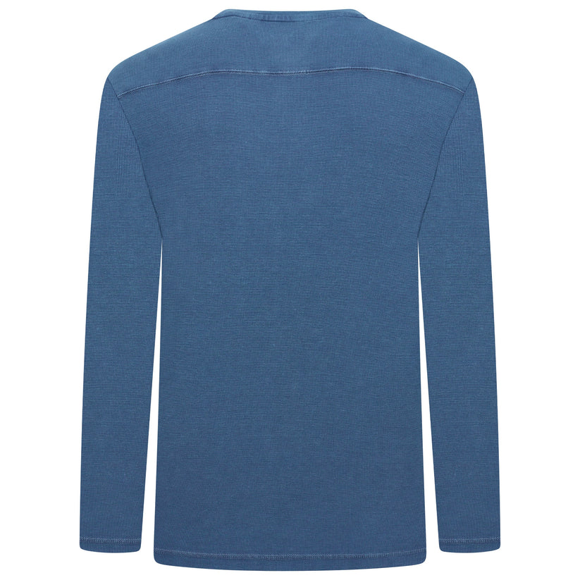 Henley Mens Thermal Waffle T-Shirt Long Sleeve Cotton Top S-4XL - QHA UK