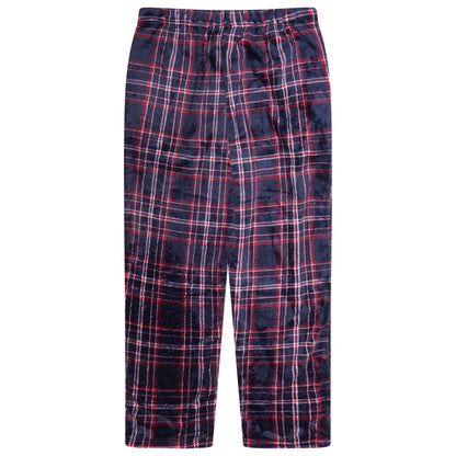 Mens Plush Check Lounge Pants Soft Pyjama Bottoms PJs Drawstring Pockets - QHA UK