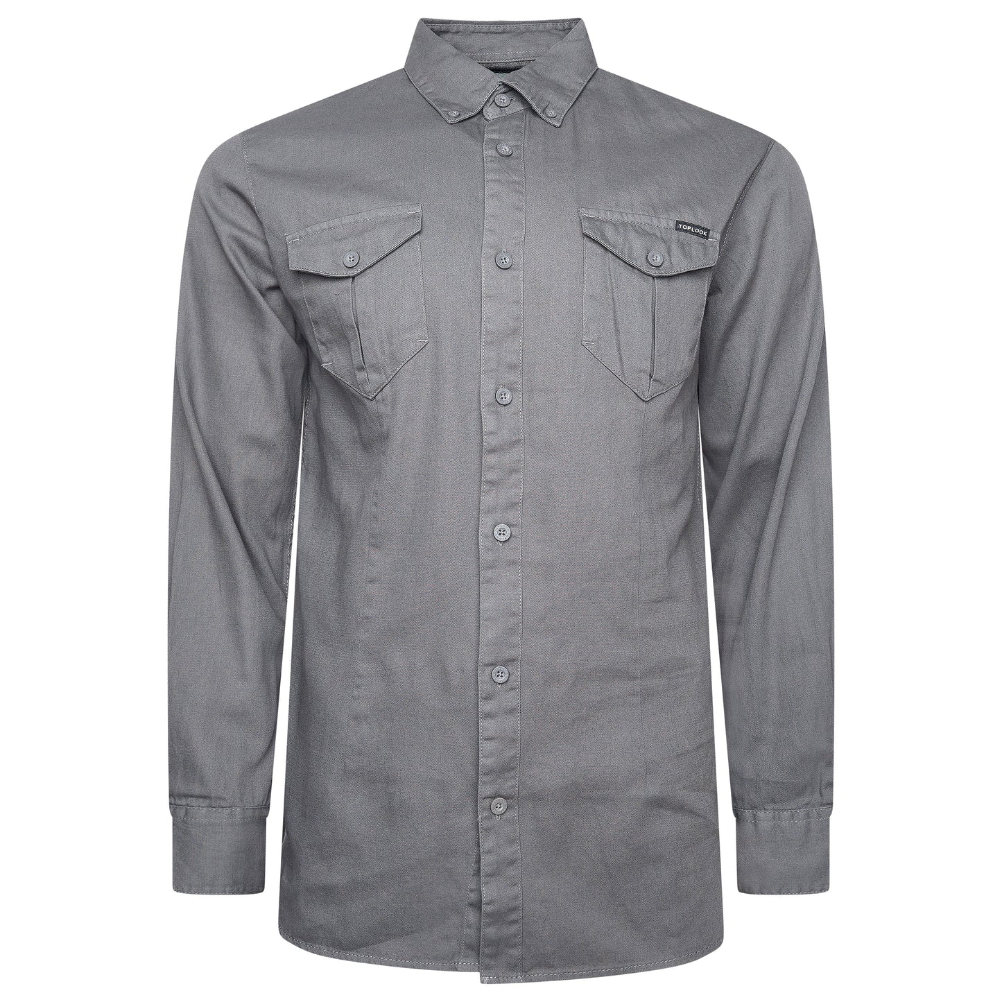 TL London Mens Cotton Button Down Shirt Long Sleeve Smart Casual Work Formal Top - QHA UK