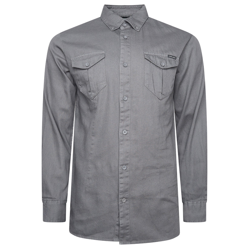 TL London Mens Cotton Button Down Shirt Long Sleeve Smart Casual Work Formal Top - QHA UK