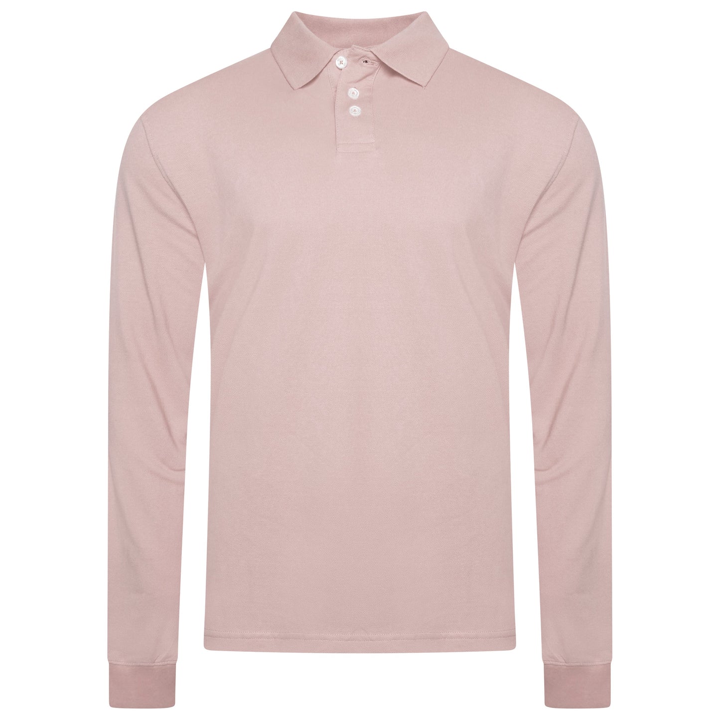 Evryone Mens Long Sleeve Pique Polo Shirt Cotton Regular Fit Casual Work Top - QHA UK