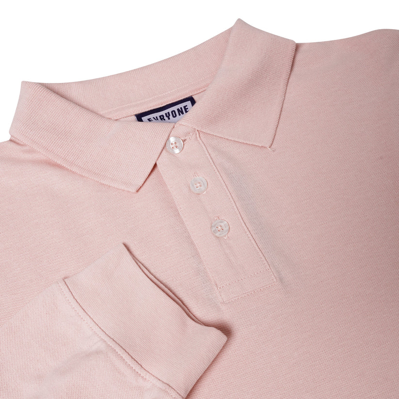 Evryone Mens Long Sleeve Pique Polo Shirt Cotton Regular Fit Casual Work Top - QHA UK