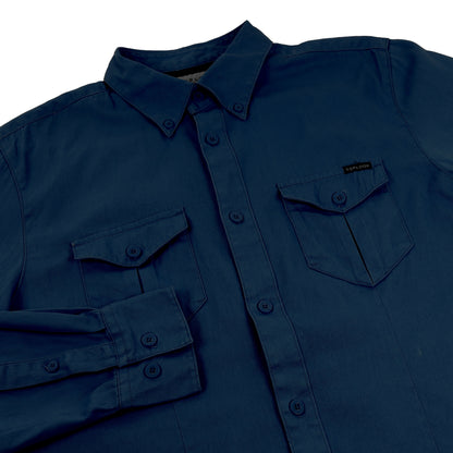 TL London Mens Cotton Button Down Shirt Long Sleeve Smart Casual Work Formal Top - QHA UK