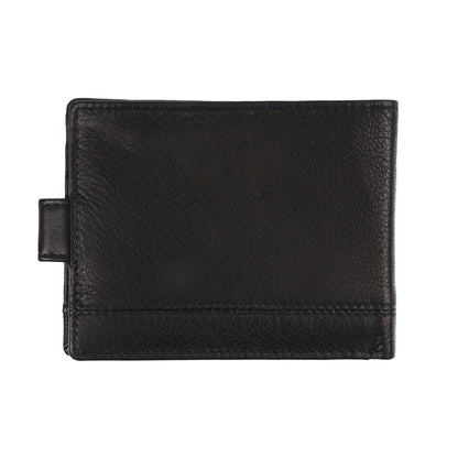 Mens Genuine Leather Wallet RFID Blocking Bifold Coin Pocket Card Holder Black - QHA UK