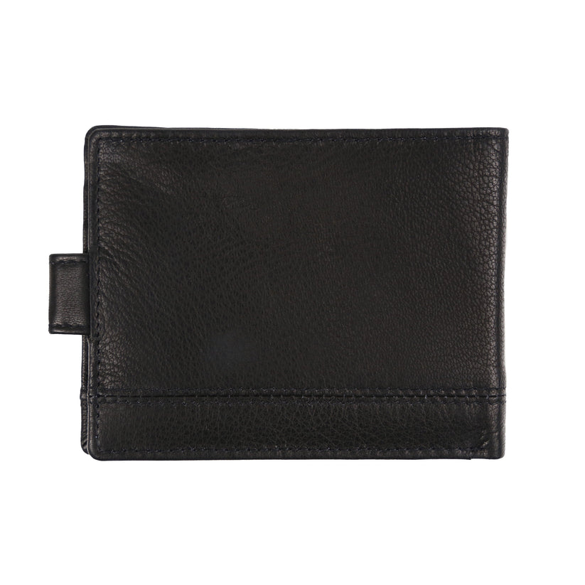 Mens Genuine Leather Wallet RFID Blocking Bifold Coin Pocket Card Holder Black - QHA UK