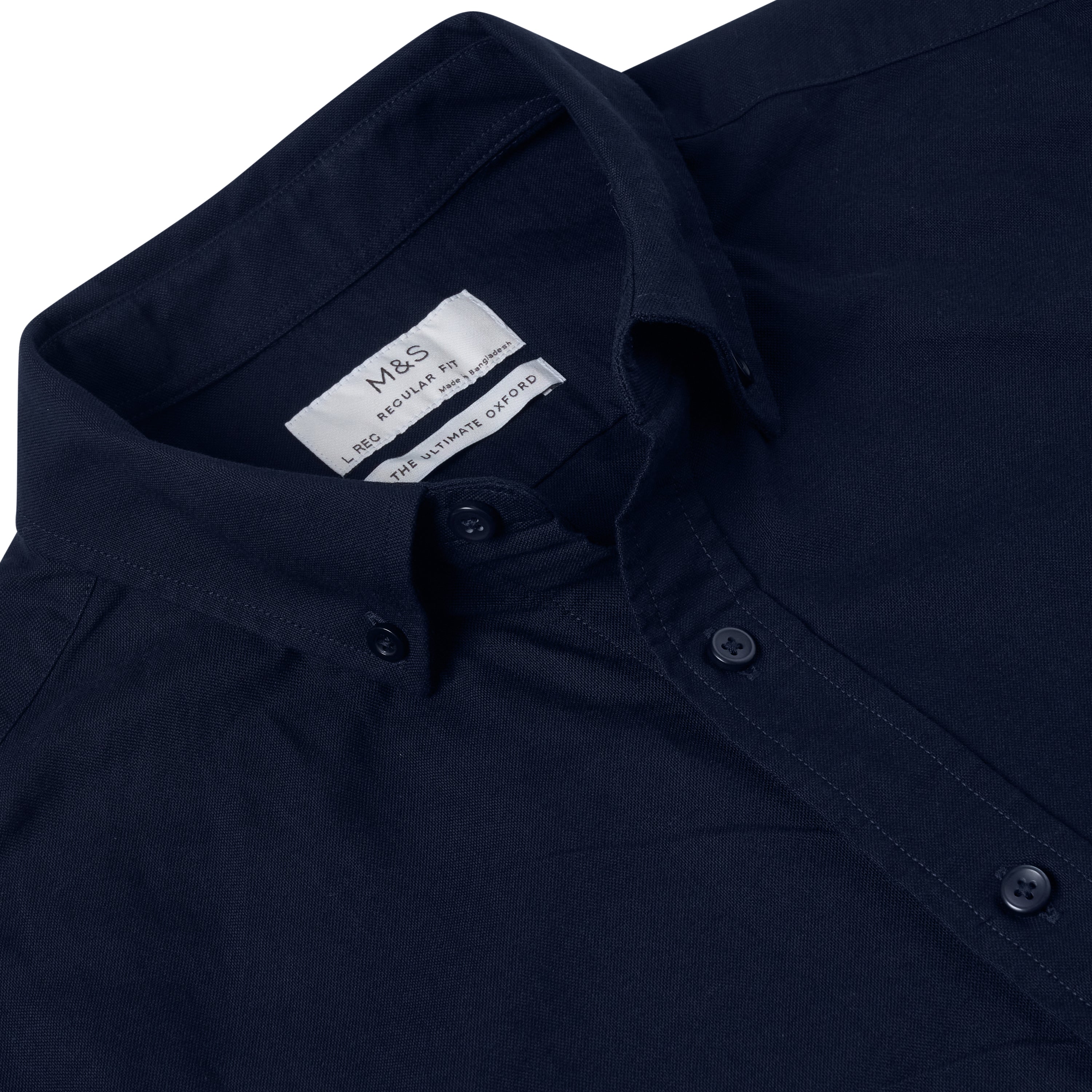 M&S Mens Cotton Oxford Shirt Short Sleeve Button Down Regular Fit - QHA UK