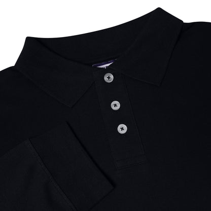 Evryone Mens Long Sleeve Pique Polo Shirt Cotton Regular Fit Casual Work Top - QHA UK