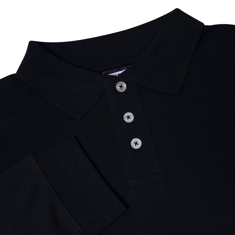 Evryone Mens Long Sleeve Pique Polo Shirt Cotton Regular Fit Casual Work Top - QHA UK