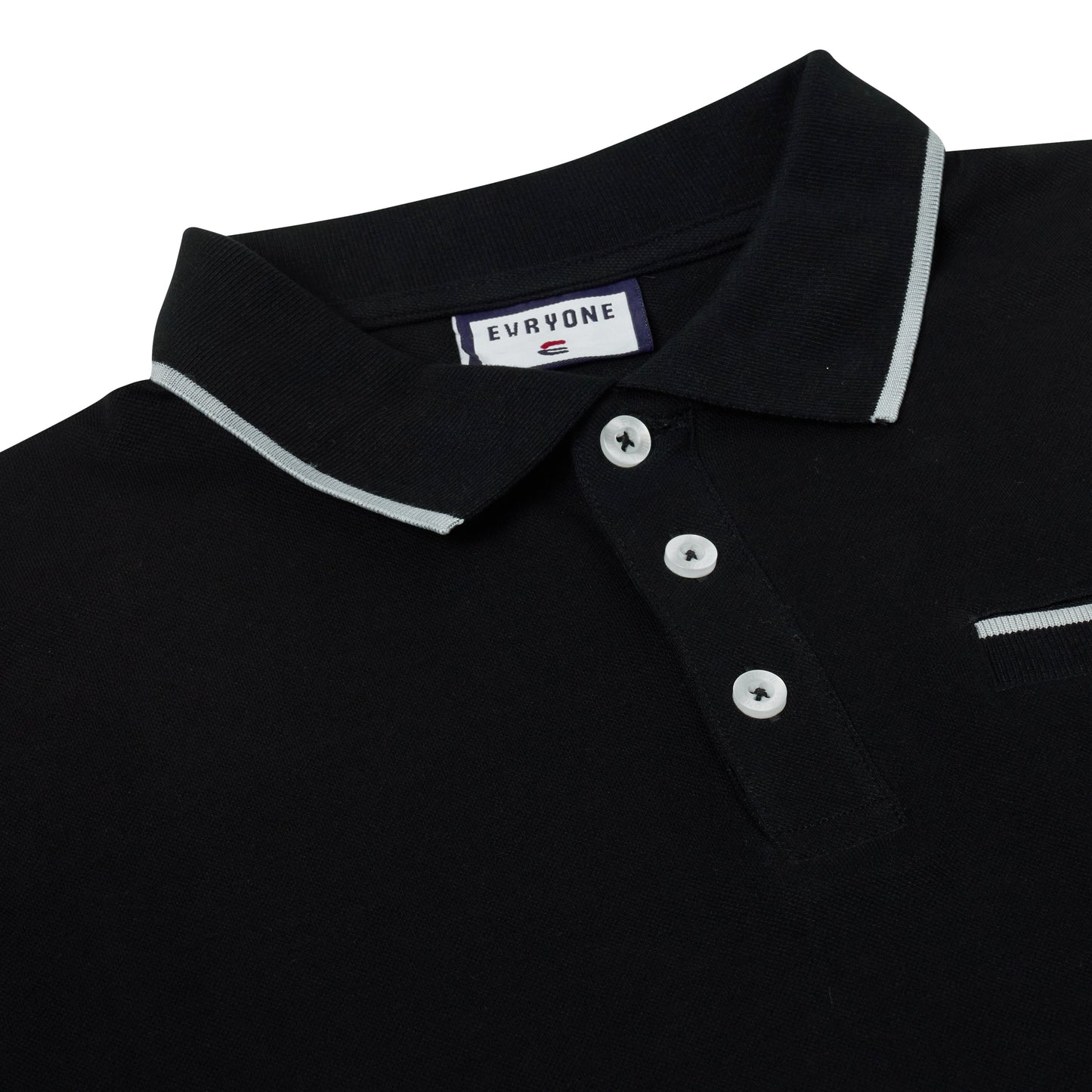 Evryone Mens Cotton Polo Shirt Contrast Tipped Short Sleeve Smart Casual Top - QHA UK