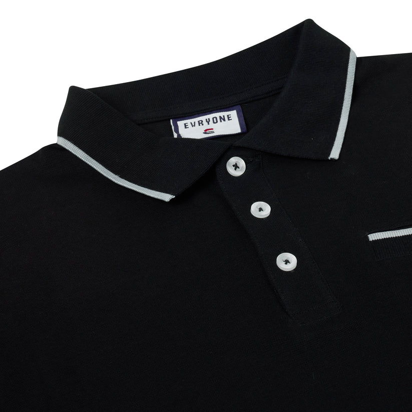 Evryone Mens Cotton Polo Shirt Contrast Tipped Short Sleeve Smart Casual Top - QHA UK