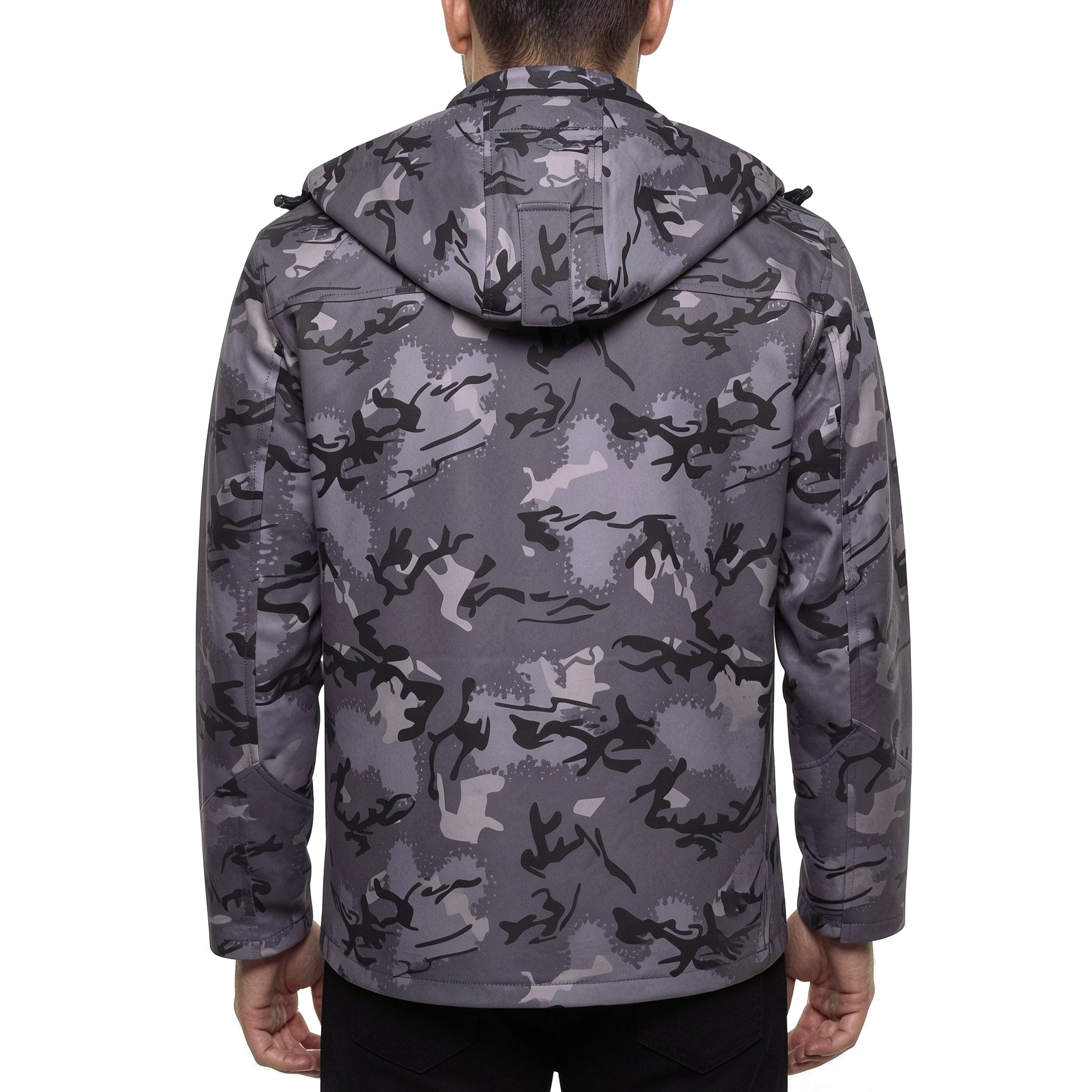 Mens Camo Softshell Jacket Hooded Waterproof Windproof Fleece Coat