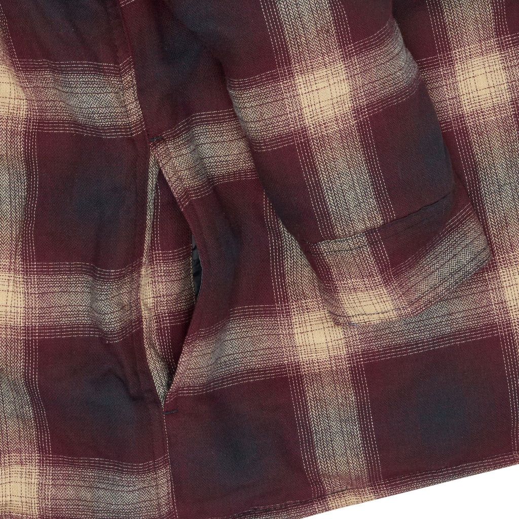 Wrangler Mens Hooded Overshirt Jacket Padded Check Shacket Coat - QHA UK