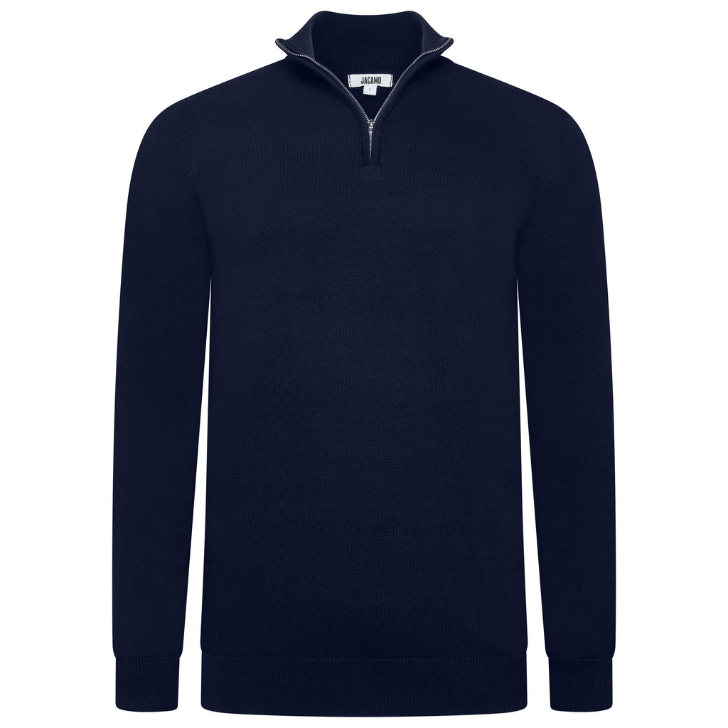 Mens Jacamo Quarter Zip Jumper Cotton Lightweight Knit Pullover S-6XL - QHA UK