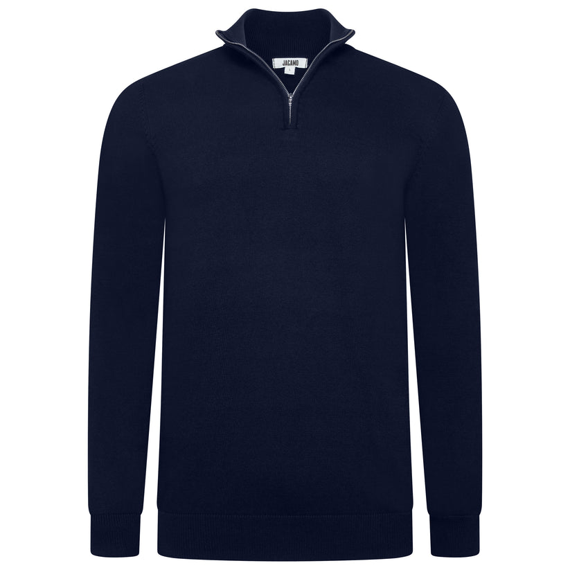 Mens Jacamo Quarter Zip Jumper Cotton Lightweight Knit Pullover S-6XL - QHA UK