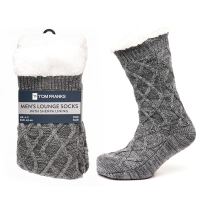 Tom Franks 1 Pair Chunky Knit Sherpa Slipper Socks - QHA UK
