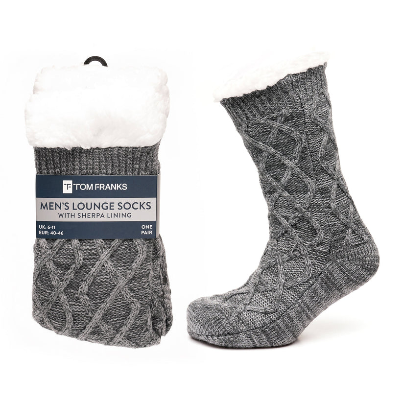 Tom Franks 1 Pair Chunky Knit Sherpa Slipper Socks - QHA UK