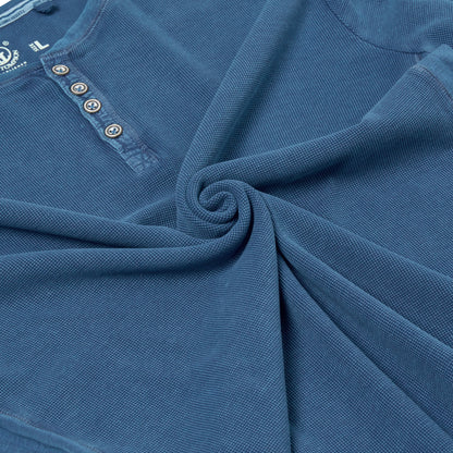Henley Mens Thermal Waffle T-Shirt Long Sleeve Cotton Top S-4XL - QHA UK
