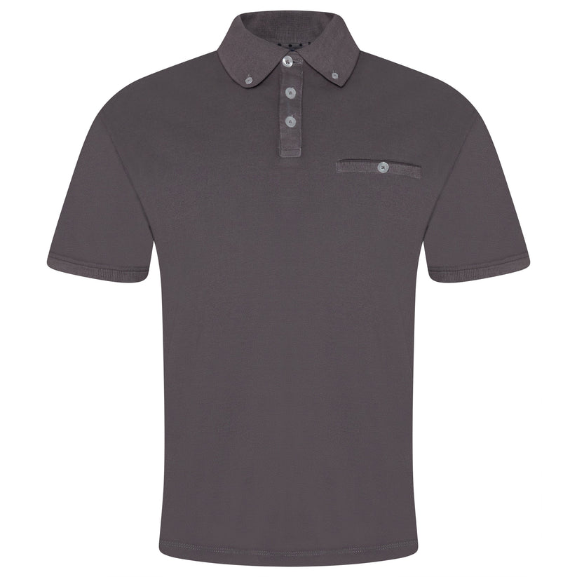 Evryone Mens Cotton Pique Polo Shirt Button Collar Short Sleeve Casual Top - QHA UK