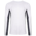 White long-sleeve shirt with gray sleeves on a white background