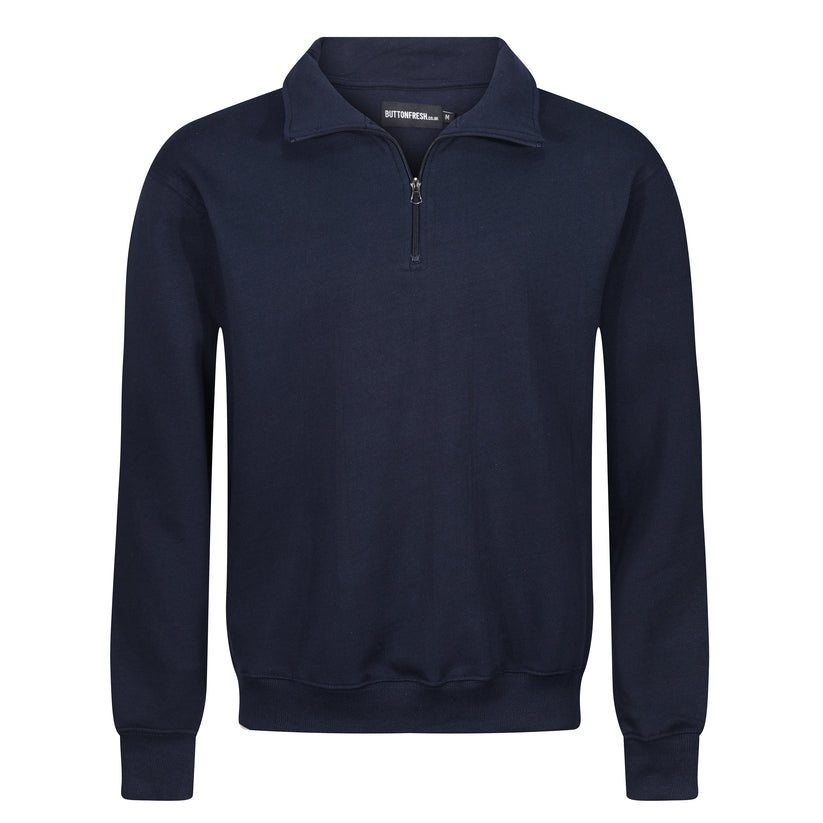 Mens Quarter Zip Sweatshirt Fleece Pullover Work Jumper Cotton Blend - QHA UK