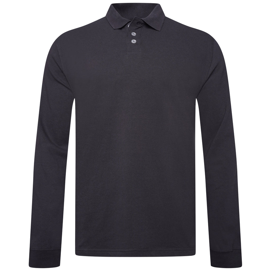 Everett Wales Mens Cotton Pique Long Sleeve Polo Shirt Casual Regular Fit - QHA UK