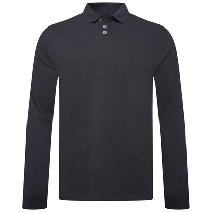 Everett Wales Mens Cotton Pique Long Sleeve Polo Shirt Casual Regular Fit - QHA UK